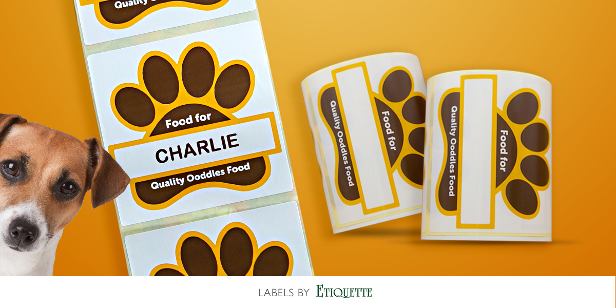 个性化狗食袋的定制印刷自粘性标签。raybet.com